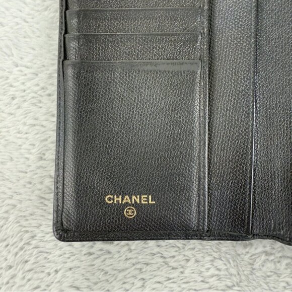 CHANEL Coco Button Leather Bifold Long Wallet Black - Picture 15 of 15